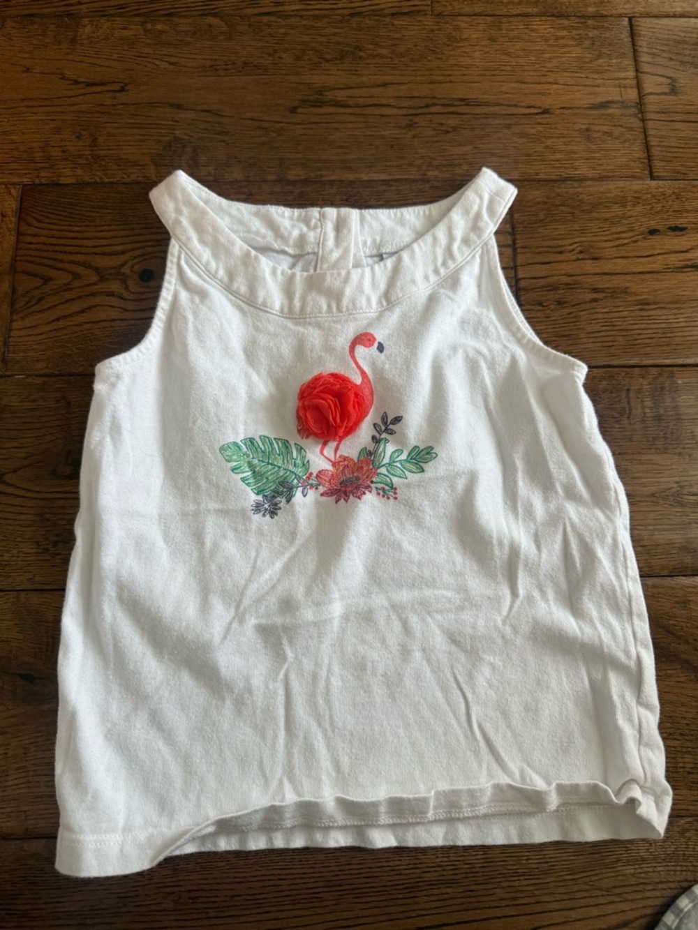 Janie and Jack Tropical Flamingo White Summer Tank Size Girls 5